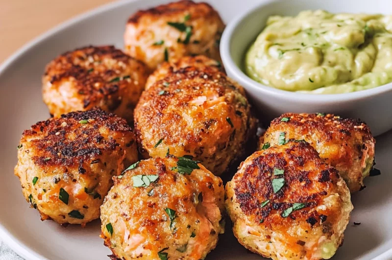Salmon Balls with Creamy Avocado Sauce
