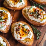 Sweet and Spicy Whipped Feta Crostini with Hot Honey Magic