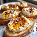 Sweet and Spicy Whipped Feta Crostini with Hot Honey Magic