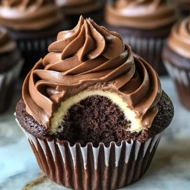 Swirled Chocolate Cupcakes with Creamy Chocolate Filling