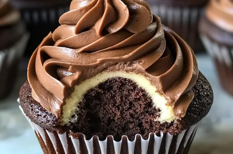 Swirled Chocolate Cupcakes with Creamy Chocolate Filling