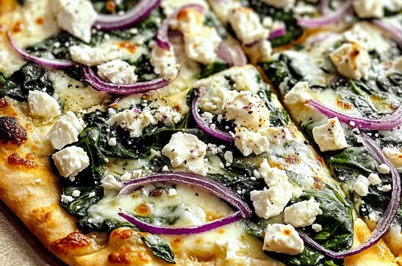 Tasty Spinach and Feta Flatbread Pizza