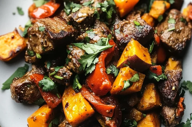 Whole30 Steak Bites with Sweet Potatoes and Peppers