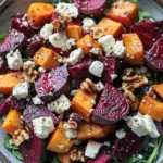 Creamy Roasted Beet Salad with Sweet Potato & Feta