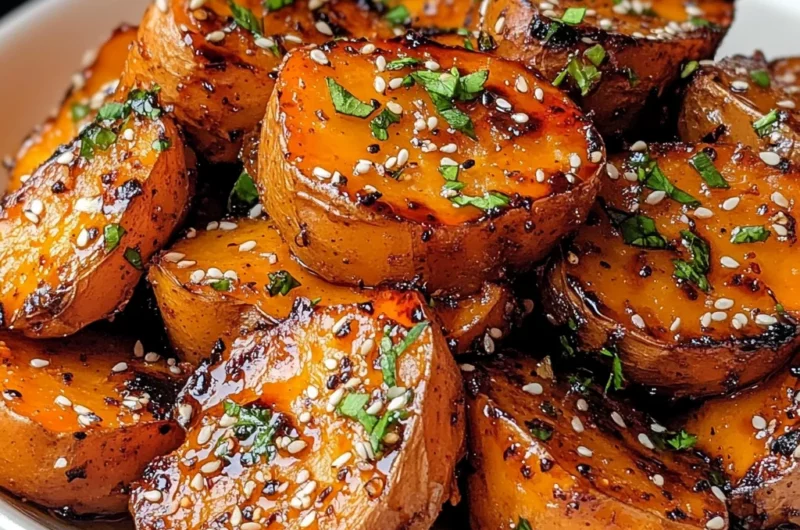 Honey Chili Smashed Sweet Potatoes