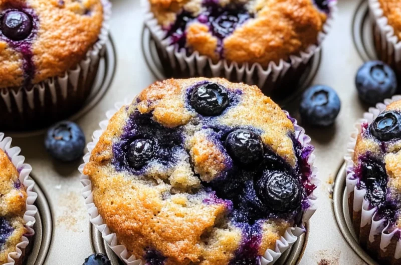 Low-Sugar Blueberry Protein Muffins with Sourdough Discard