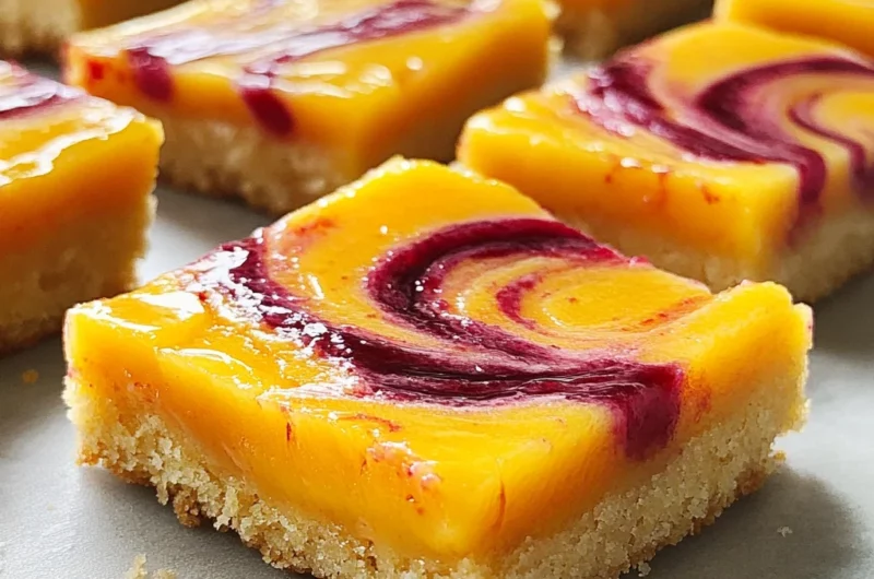 Mango Bars with Raspberry Swirl