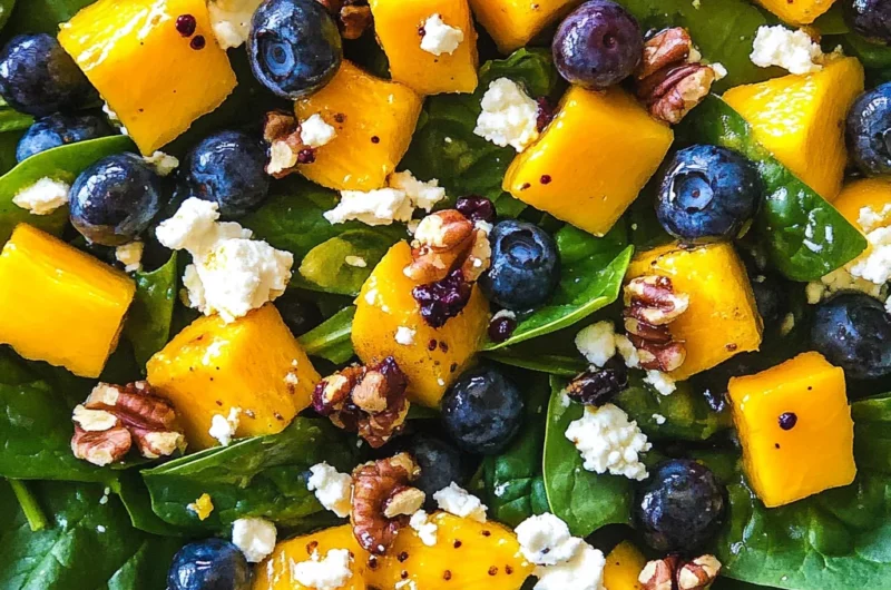 Mango Salad with Spinach and Blueberries