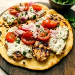 Mediterranean Tzatziki Chicken Naan Pizza