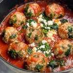 Spinach Feta Baked Turkey Meatballs