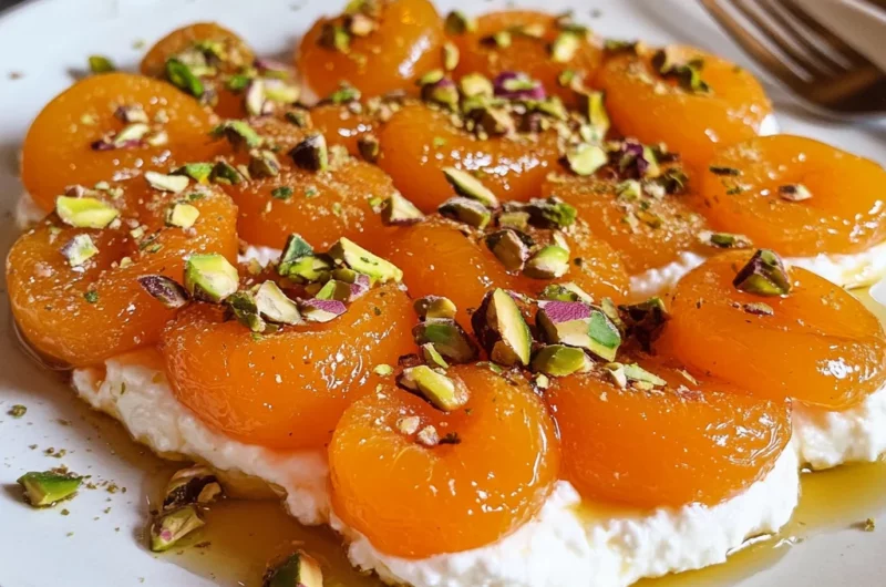 Kuru Kayısı Tatlısı (Turkish Poached Apricots with Ricotta)