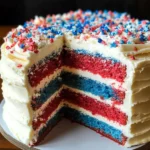 Red White and Blue Cake with Semi-Naked Icing