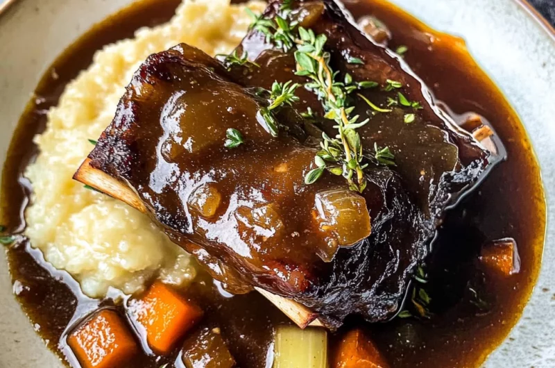 Red Wine Braised Short Ribs in Dutch Oven