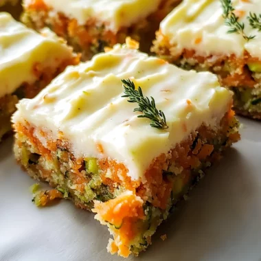 Spiced Ginger Carrot and Zucchini Bars with Lemon Cream Cheese Frosting