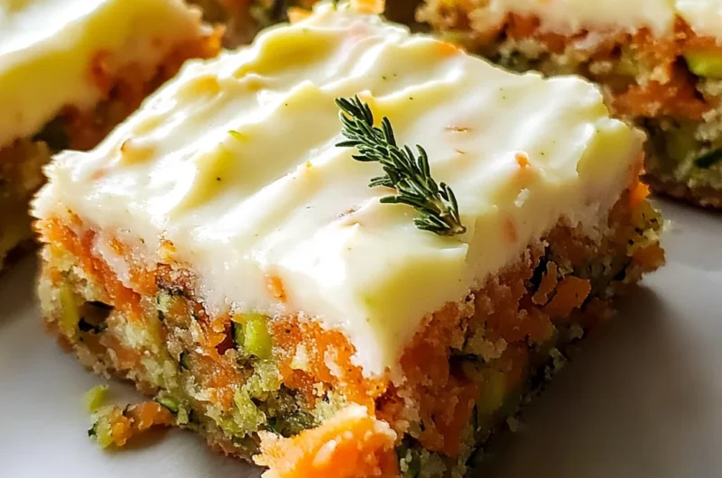 Spiced Ginger Carrot and Zucchini Bars with Lemon Cream Cheese Frosting