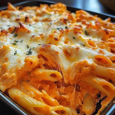 30-Minute Creamy Buffalo Chicken Pasta Bake