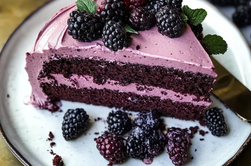 Bourbon Chocolate Cake with Blackberry Buttercream
