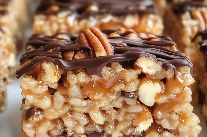 Caramel Turtle Rice Krispies Treats