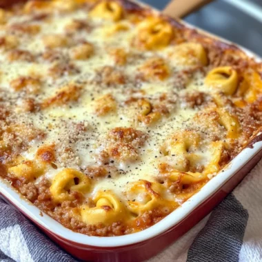 Cheesy Baked Tortellini Casserole With Meat Sauce