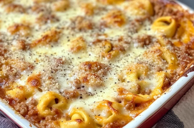 Cheesy Baked Tortellini Casserole With Meat Sauce