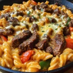 Cheesy Spicy Cajun Steak & Pasta Skillet