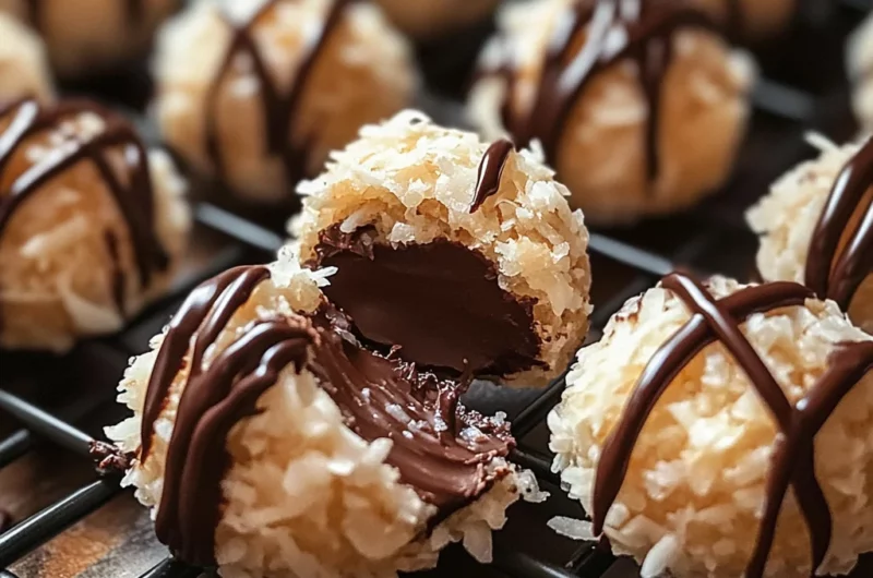 Coconut Cookie Balls with Chocolate Centers