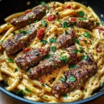 Creamy Cajun Spicy Garlic Butter Steak Pasta Skillet