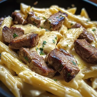 Creamy Ranch Steak & Mozzarella Garlic Butter Pasta