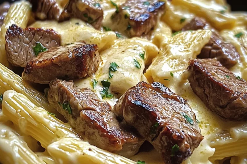 Creamy Ranch Steak & Mozzarella Garlic Butter Pasta