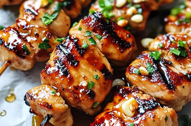 Easy Grilled Asian Chicken Skewers with Honey Garlic Sauce