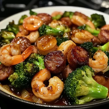 Honey Garlic Shrimp, Sausage & Broccoli