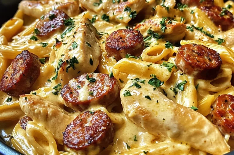 One-Pot Smoky Cheddar Ranch Chicken & Sausage Pasta