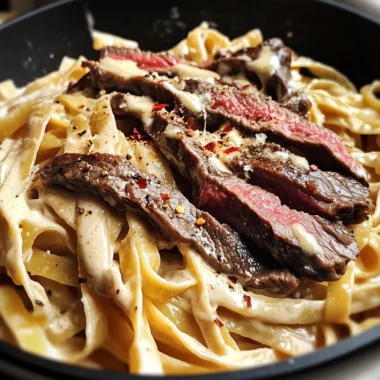 One-Pot Spicy Steak Alfredo Pasta