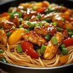 One-Skillet Sweet & Spicy Sticky Chicken Pasta