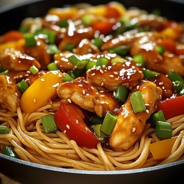 One-Skillet Sweet & Spicy Sticky Chicken Pasta