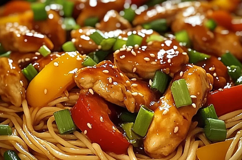 One-Skillet Sweet & Spicy Sticky Chicken Pasta