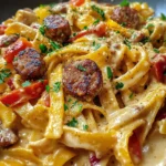 One Pan Creamy Cajun Sausage Alfredo