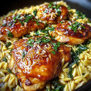 One Pan Sweet Honey Garlic Parmesan Chicken Orzo