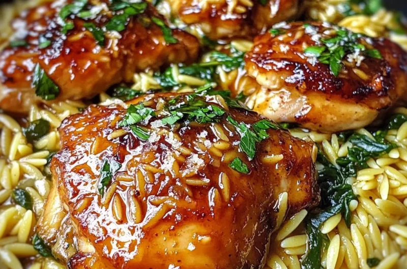 One Pan Sweet Honey Garlic Parmesan Chicken Orzo