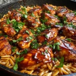 One Pan Sweet and Smoky BBQ Chicken Orzo