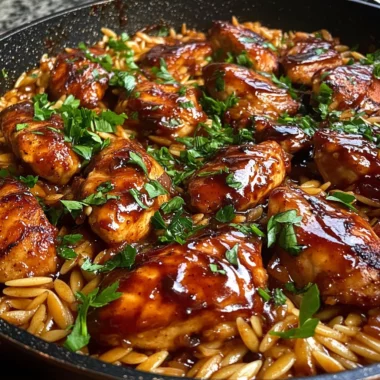 One Pan Sweet and Smoky BBQ Chicken Orzo