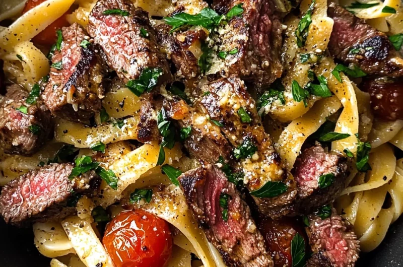 One Pot Bold Garlic Butter Cajun Steak Pasta