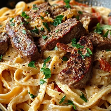 Sticky Cajun Smoky Parmesan Honey Steak Pasta Skillet
