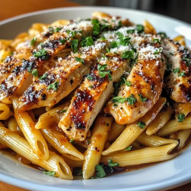 Sticky Garlic Butter BBQ Chicken Pasta