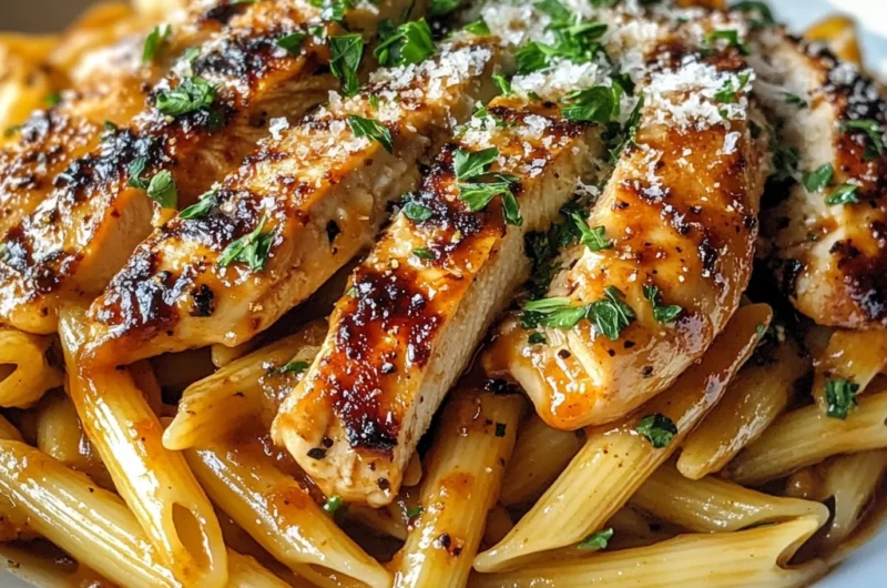 Sticky Garlic Butter BBQ Chicken Pasta