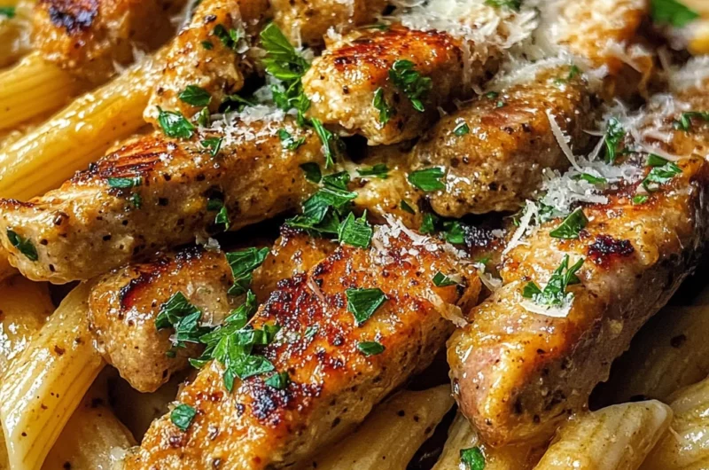 Sticky Honey Cajun Parmesan Chicken And Sausage Penne