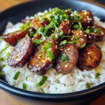 Sticky Honey Garlic Sausage Rice
