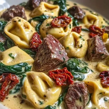 Creamy Tuscan Spinach & Steak Bites Tortellini