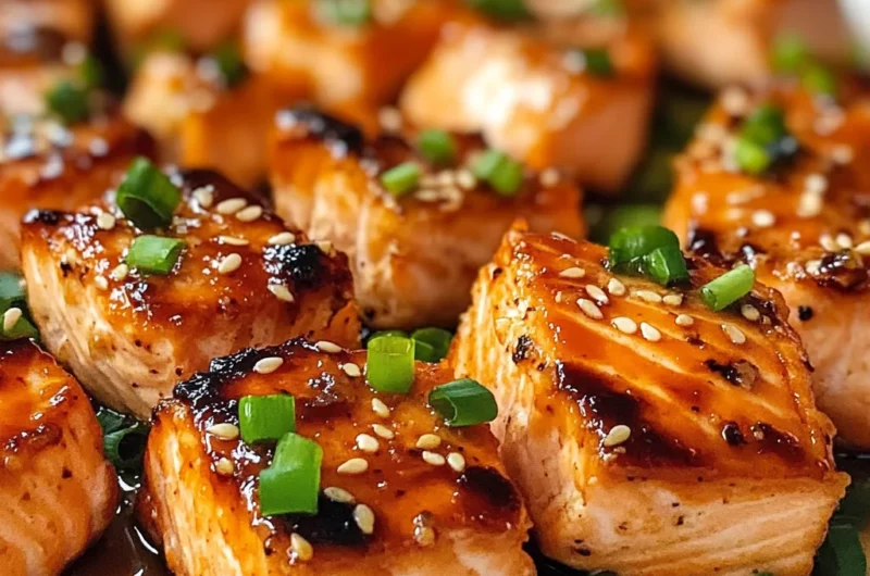 Crispy Air Fryer Honey Garlic Salmon Bites (20-Minutes)