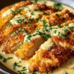 Crispy Parmesan Chicken with Creamy Garlic Sauce